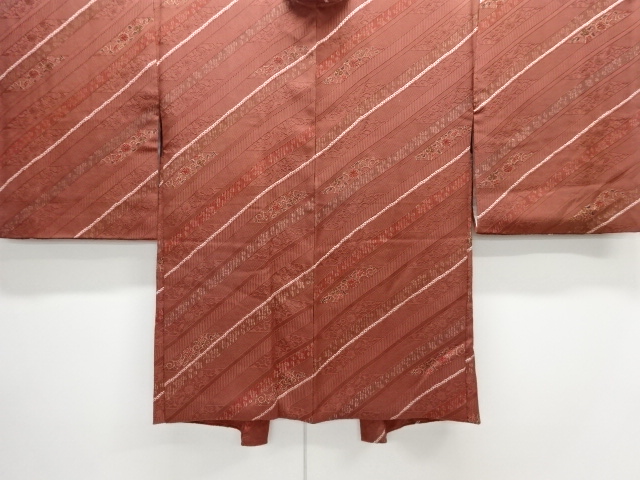 絞り斜め縞に花模様羽織